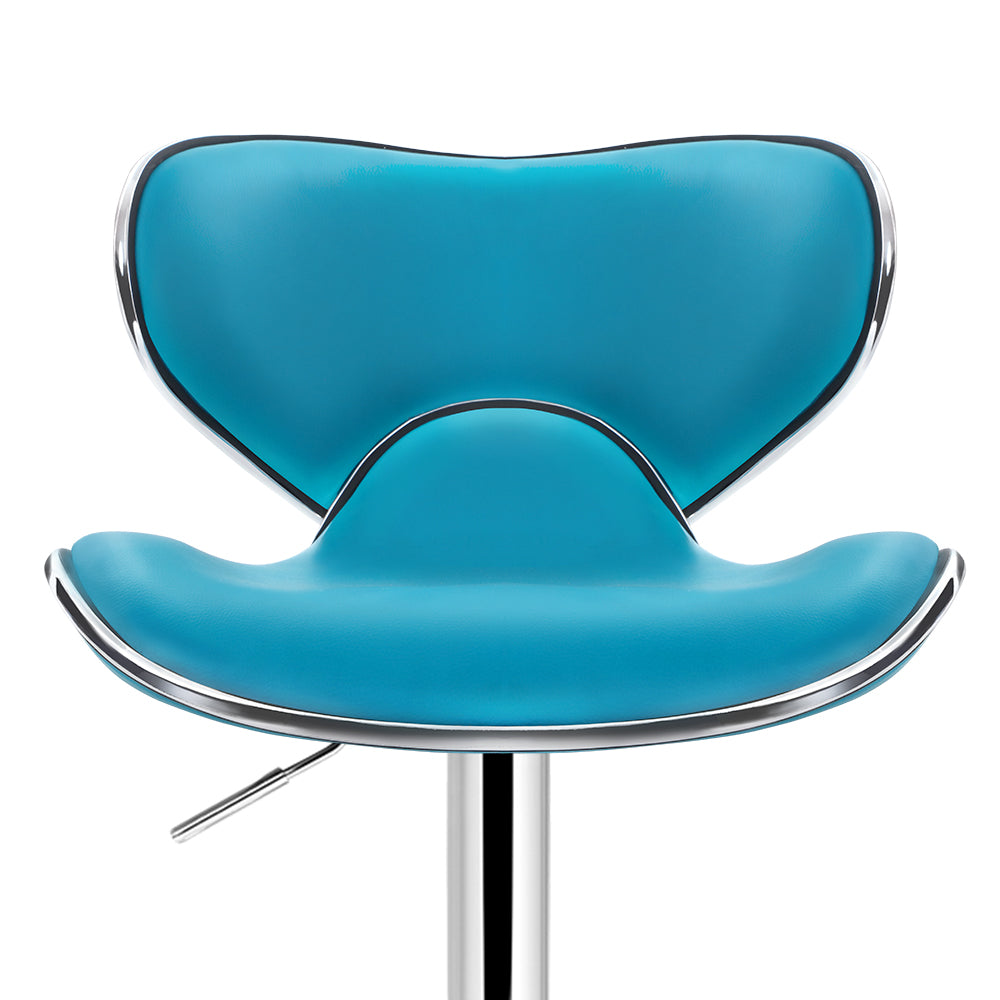 Artiss 2x Bar Stools Gas lift Swivel Chairs Kitchen Leather Chrome Teal