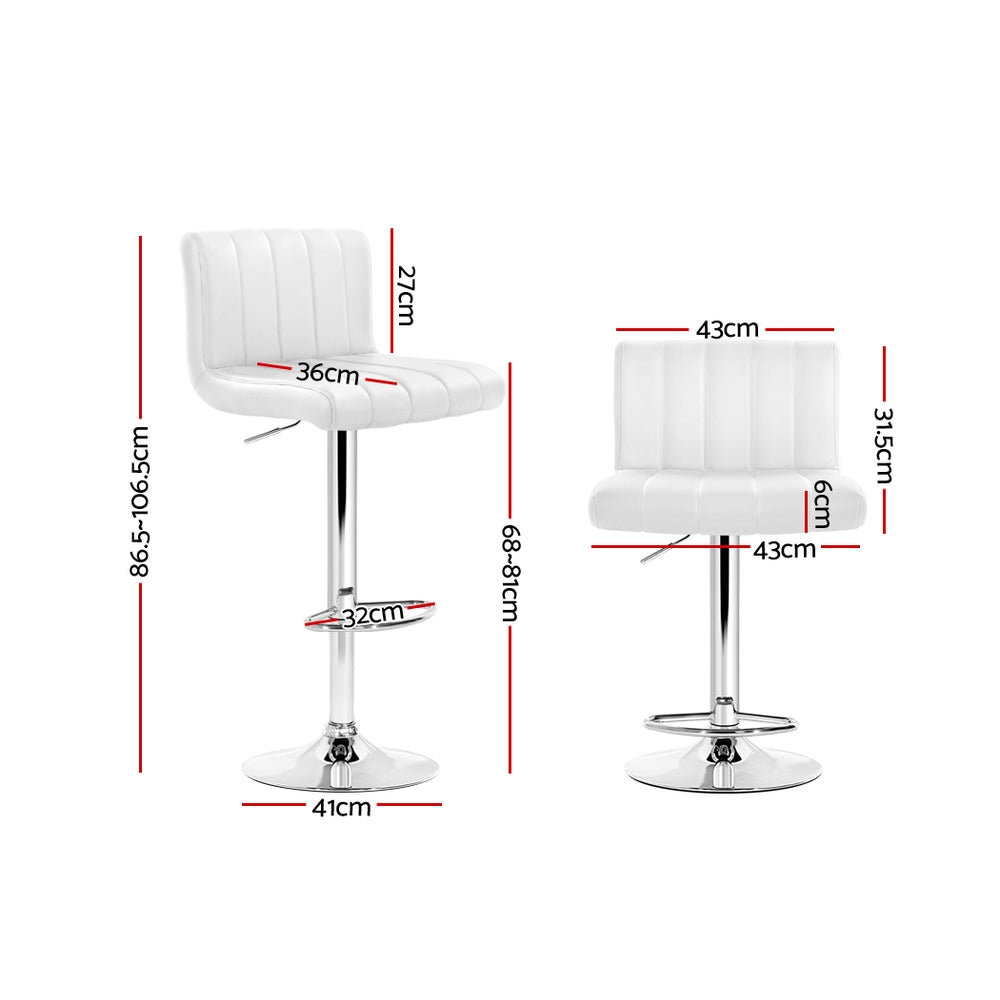 Artiss Set of 2 Line Style PU Leather Bar Stools - White