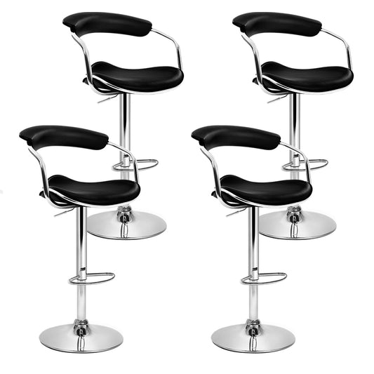 Artiss Set of 4 PU Leather Bar Stools - Black and Chrome