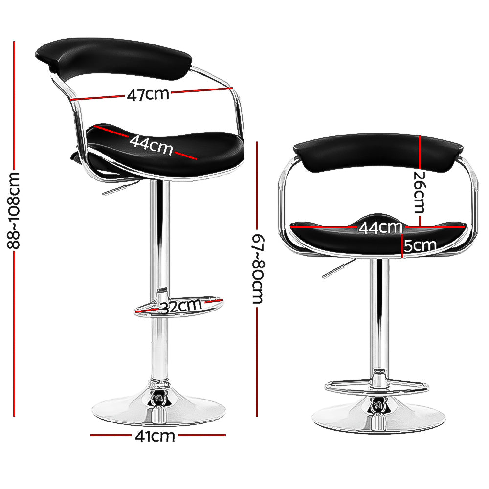 Artiss Set of 4 PU Leather Bar Stools - Black and Chrome