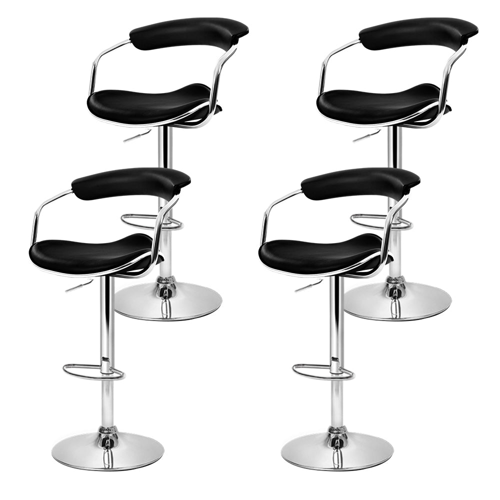 Artiss Set of 4 PU Leather Bar Stools - Black and Chrome