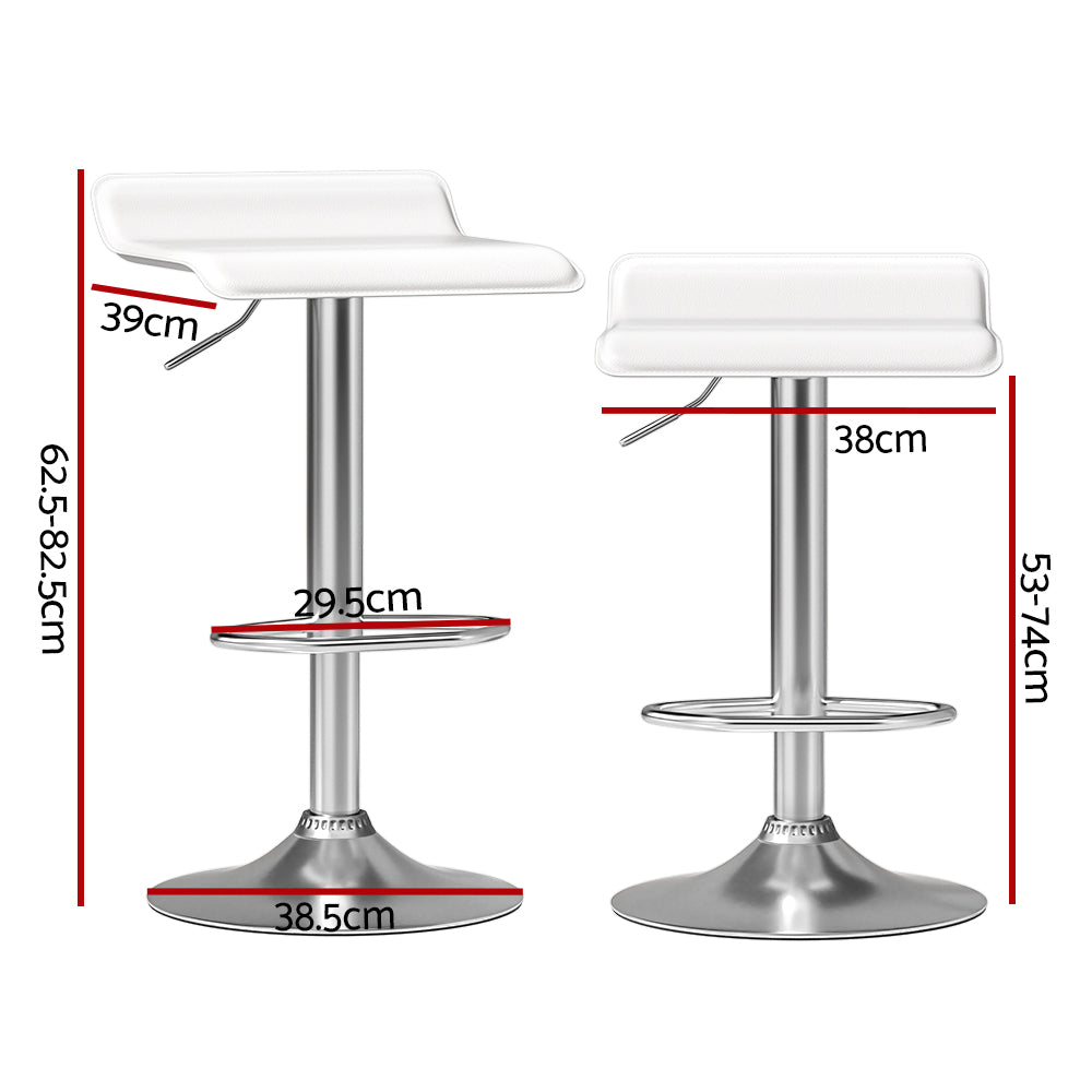 Artiss Bar Stools Kitchen Stool Chairs Dining Gas Lift PU Leather White x2