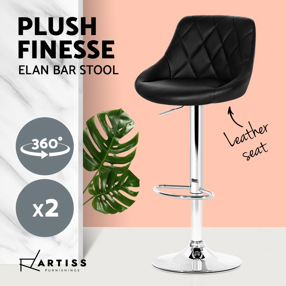 Artiss Set of 2 Bar Stools PU Leather Diamond Style - Black