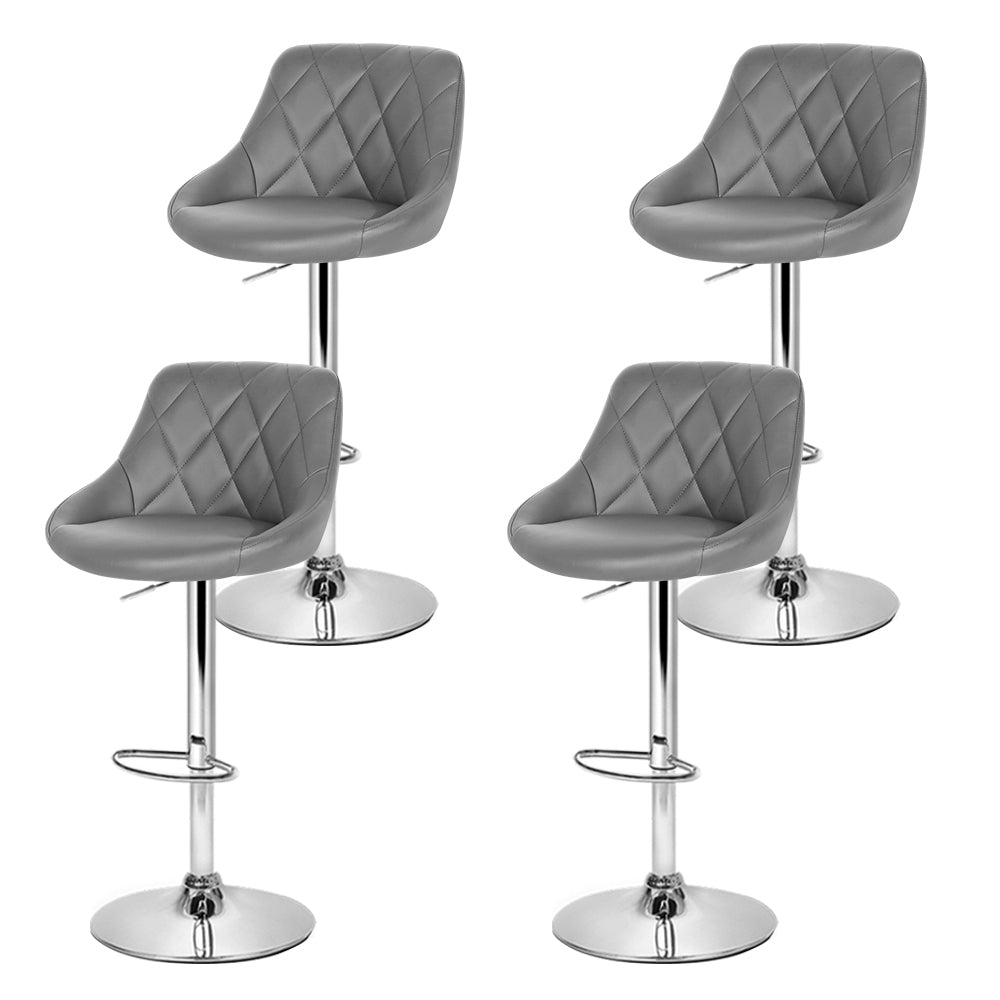 Artiss Set of 4 Bar Stools PU Leather Diamond Style - Grey