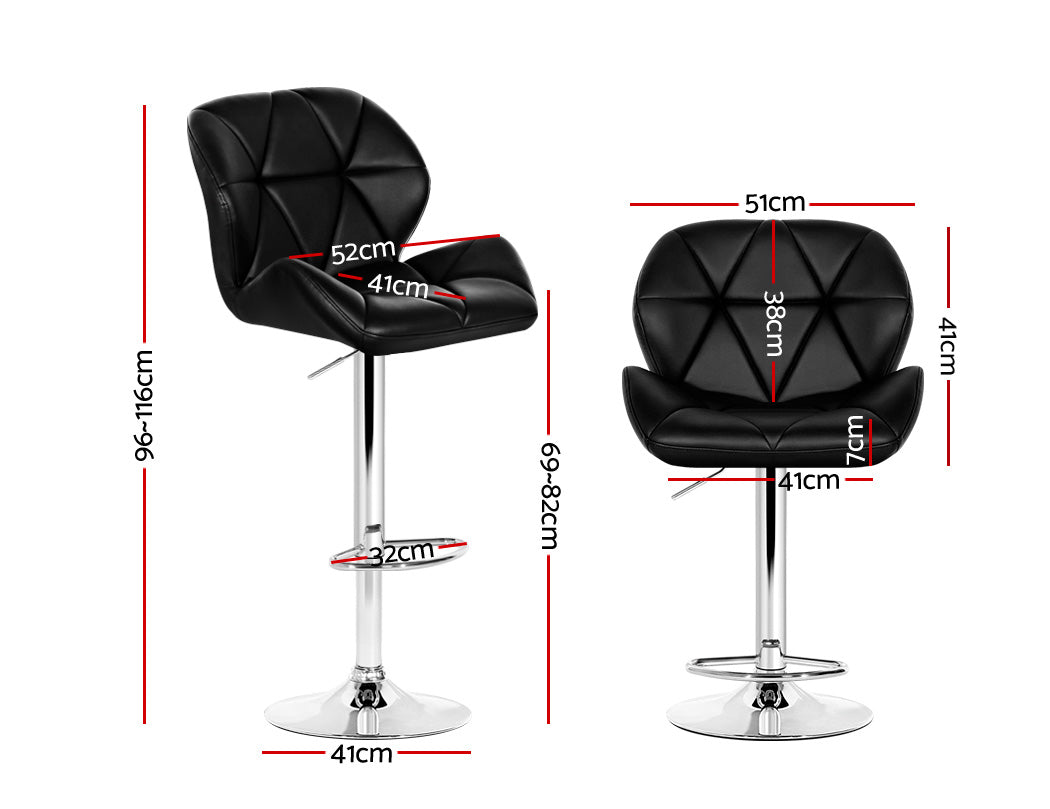 Artiss Set of 2 Kitchen Bar Stools - Black and Chrome