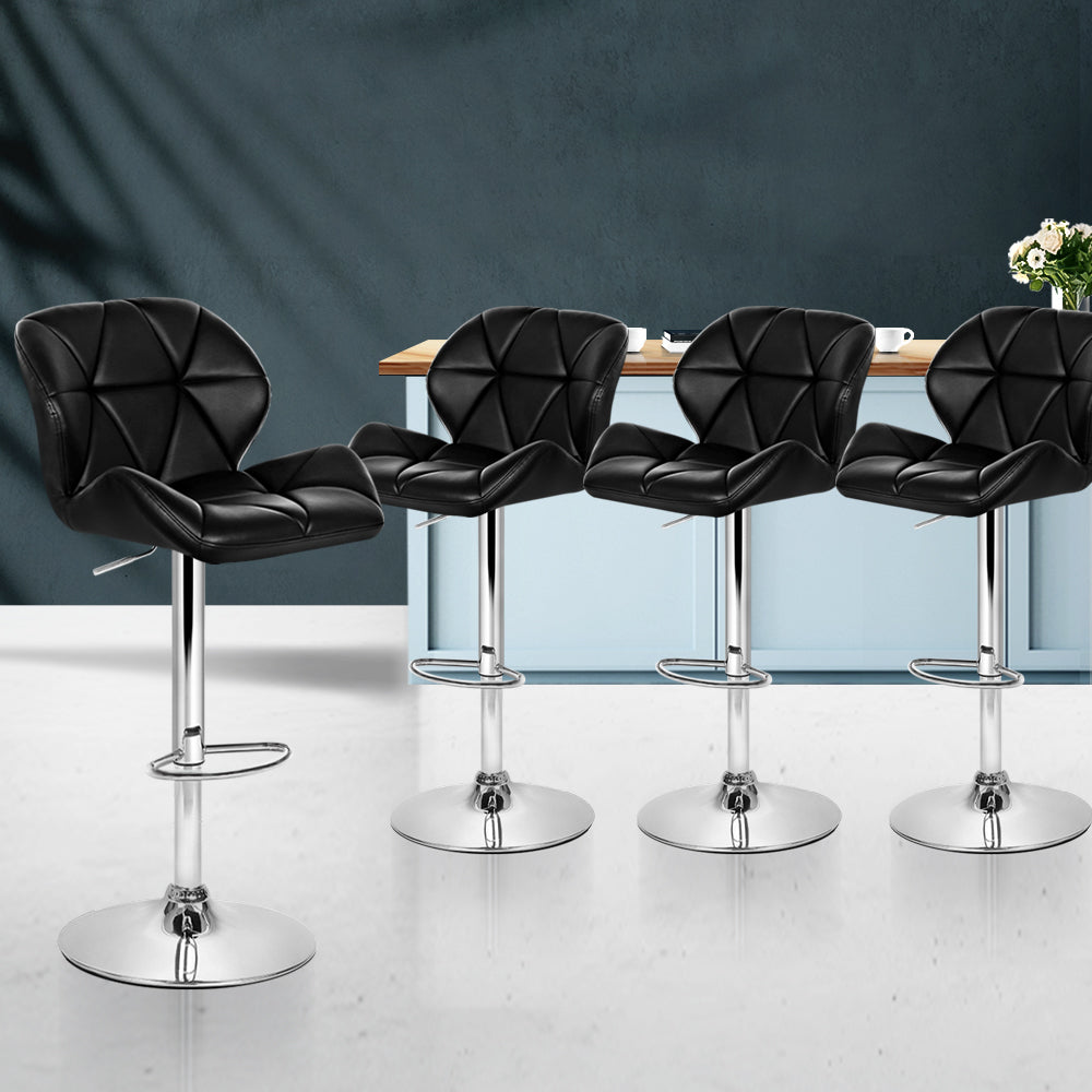 Artiss Set of 4 Kitchen Bar Stools - Black and Chrome