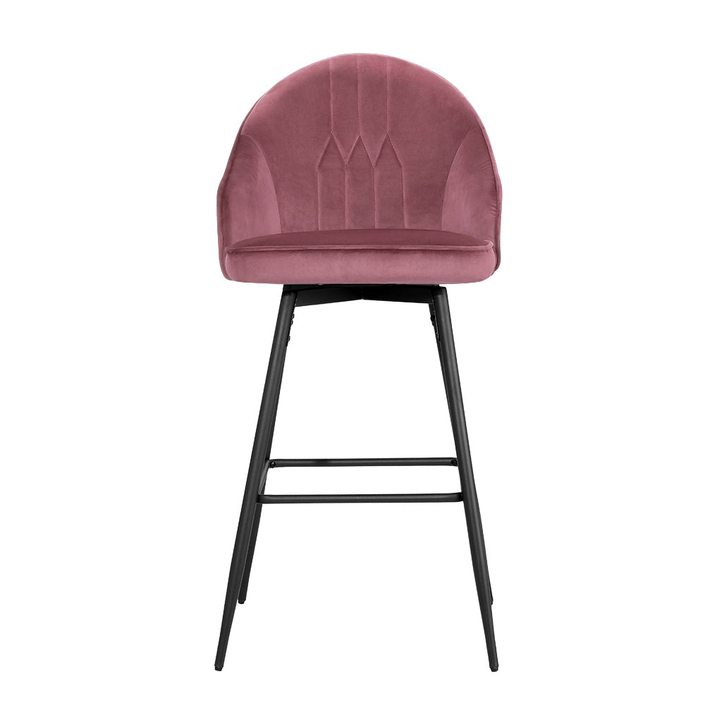 Artiss Set of 2 Bar Stools Kitchen Stool Dining Chairs Velvet Chair Barstool Pink Mesial