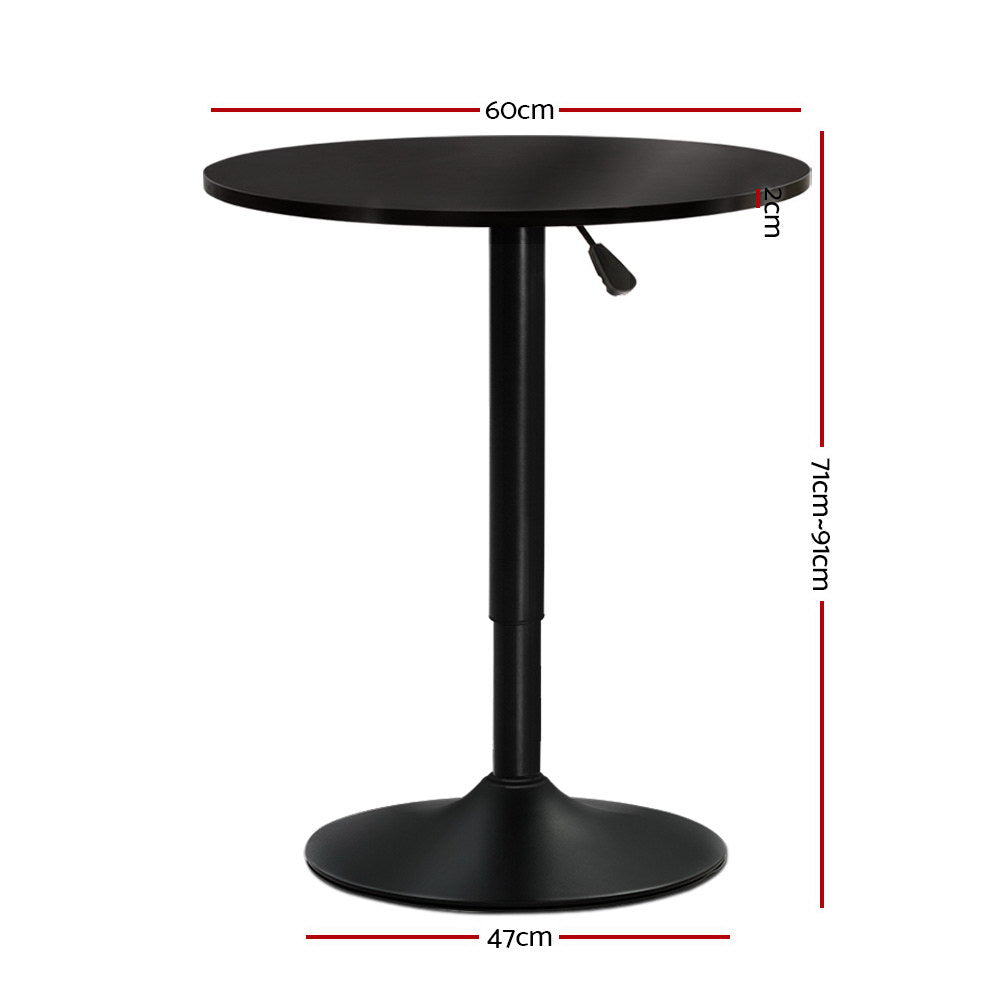 Artiss Adjustable Bar Table Gas Lift Wood Metal Black