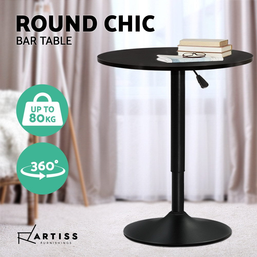 Artiss Adjustable Bar Table Gas Lift Wood Metal Black