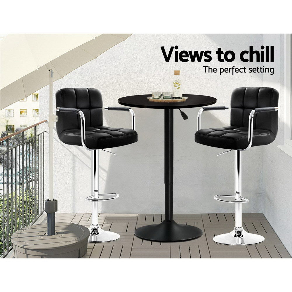 Artiss Bar Table Kitchen Tables Swivel Round Metal Black