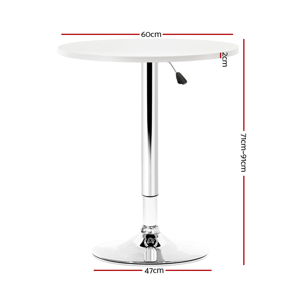 Artiss Adjustable Bar Table Gas Lift Wood Metal White