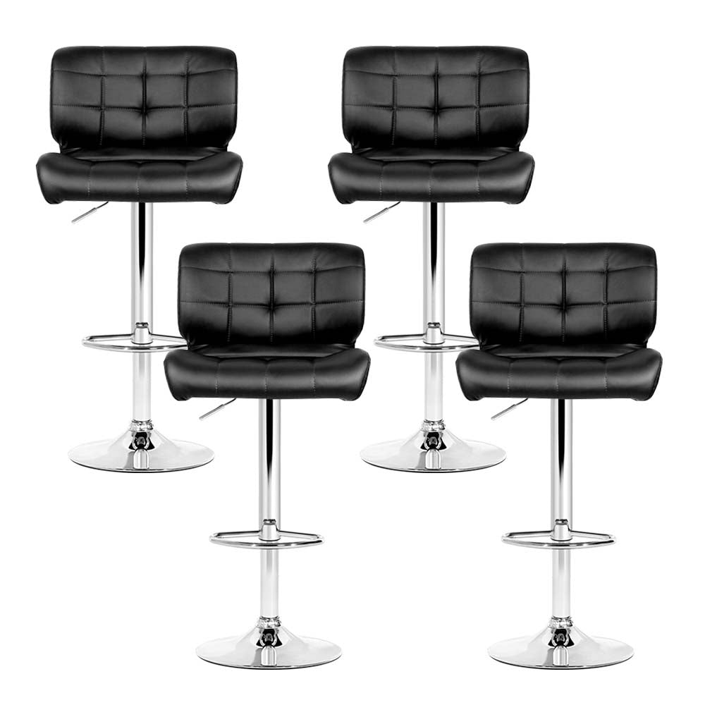 Artiss Set of 4 PU Leather Gas Lift Bar Stools - Black and Chrome