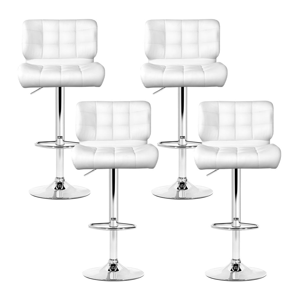 Artiss Set of 4 PU Leather Gas Lift Bar Stools - White and Chrome