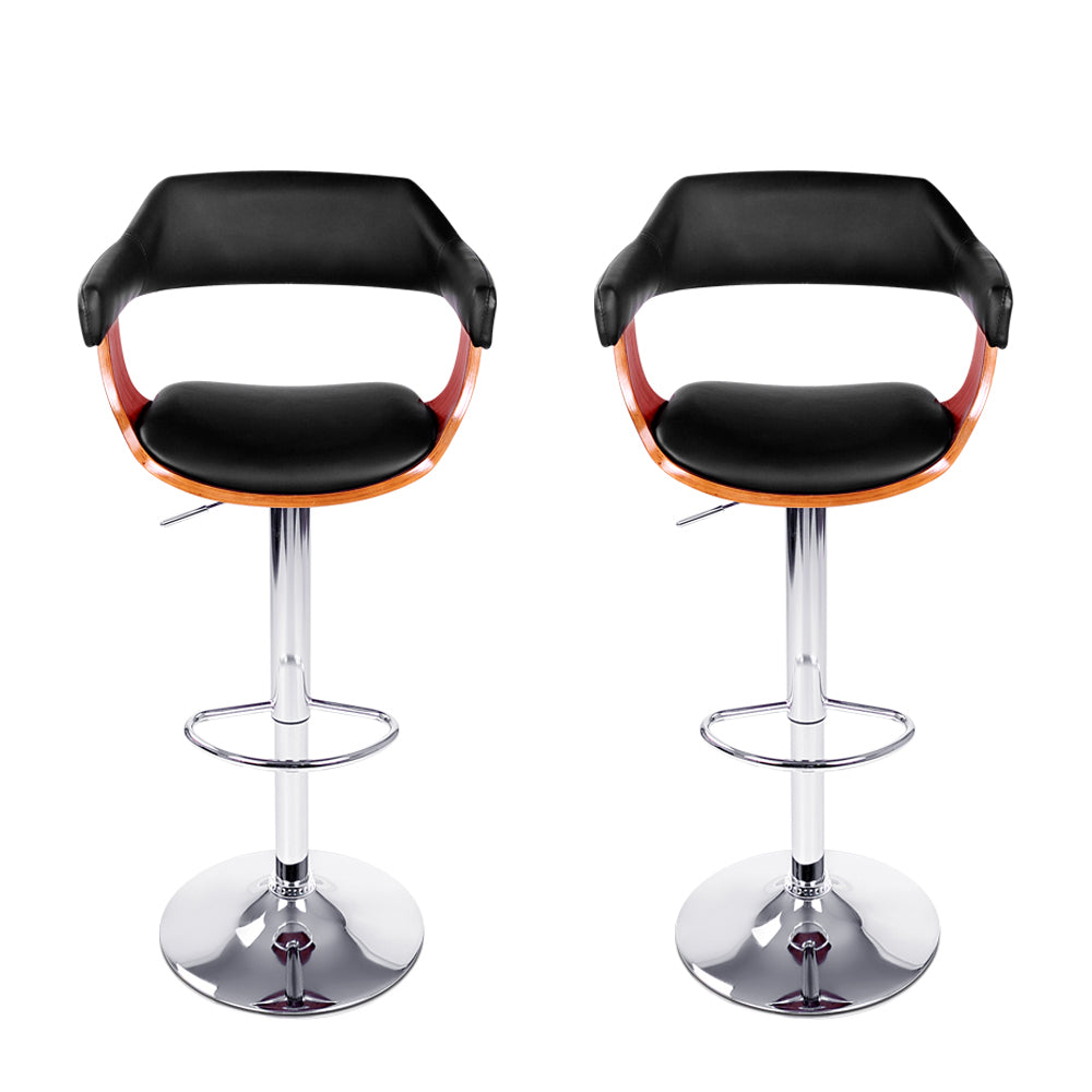 Artiss Set of 2 Wooden Bar Stool - Black and Wood