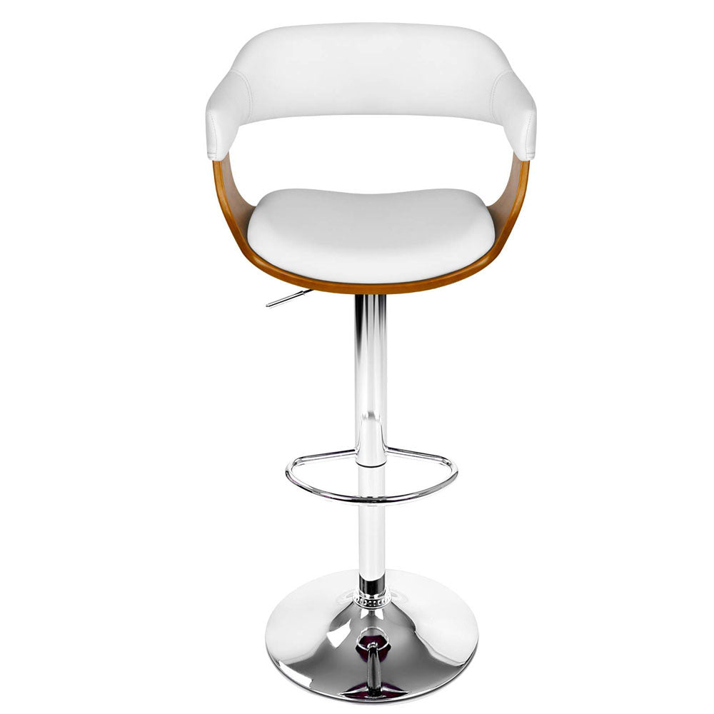 Artiss Wooden PU Leather Bar Stool - White and Chrome