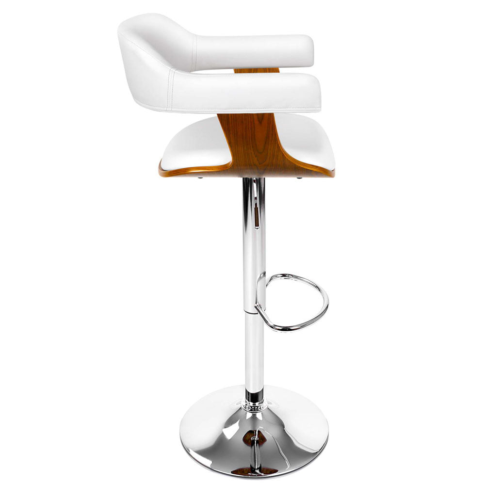 Artiss Wooden PU Leather Bar Stool - White and Chrome