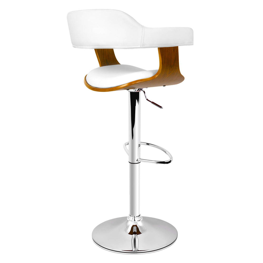 Artiss Wooden PU Leather Bar Stool - White and Chrome