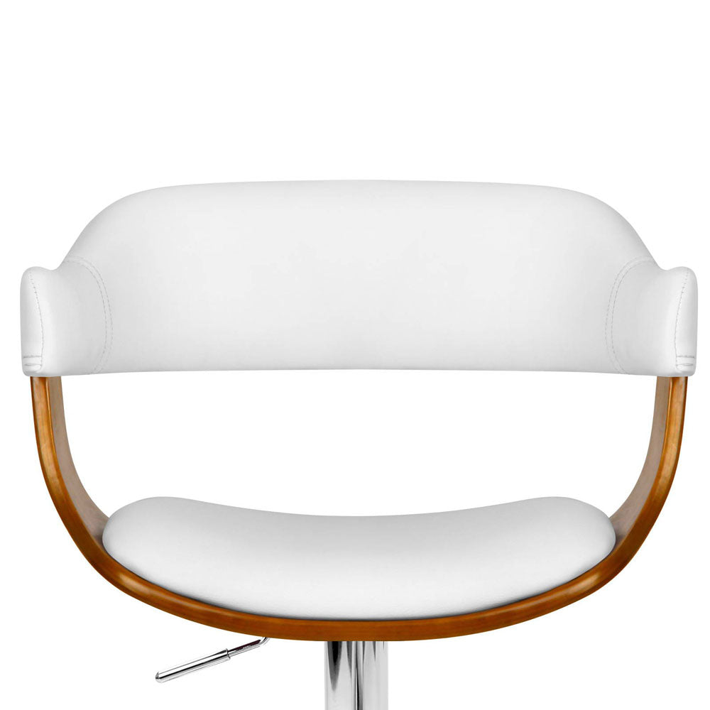 Artiss Wooden PU Leather Bar Stool - White and Chrome