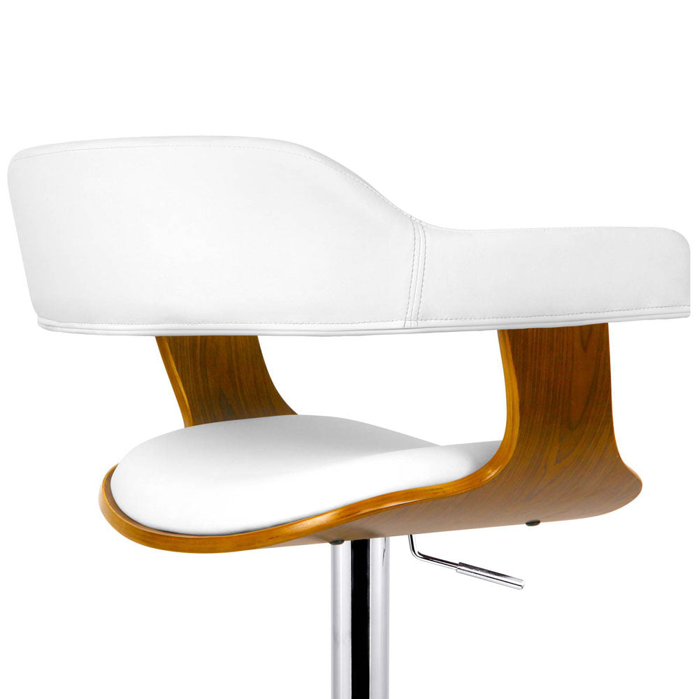 Artiss Wooden PU Leather Bar Stool - White and Chrome