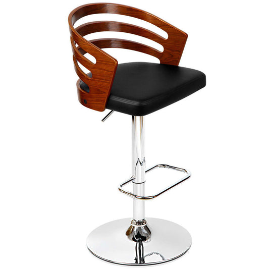 Artiss Wooden Bar Stool with PU Leather Seat - Black 