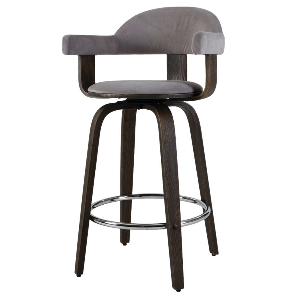 Artiss Set of 2 Bar Stools Wooden Swivel Bar Stool Kitchen Dining Chair - Wood, Chrome and Grey