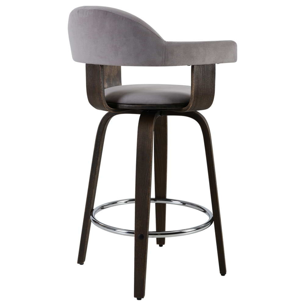 Artiss Set of 2 Bar Stools Wooden Swivel Bar Stool Kitchen Dining Chair - Wood, Chrome and Grey