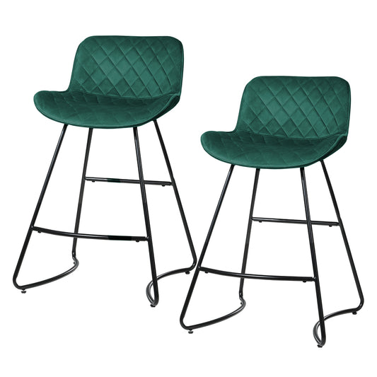 Artiss Set of 2 Bar Stools Kitchen Stool Chairs Chair Velvet Barstool Barstools Green