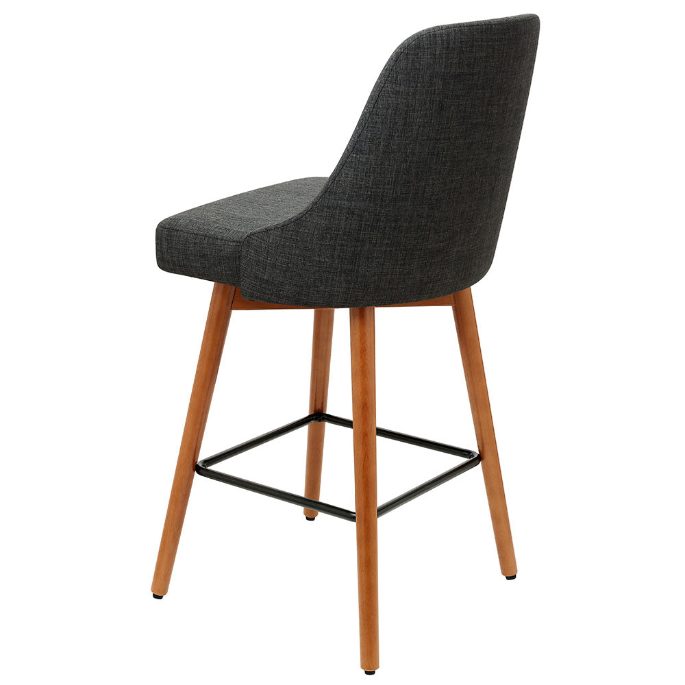 Artiss Set of 2 Wooden Fabric Bar Stools Square Footrest - Charcoal