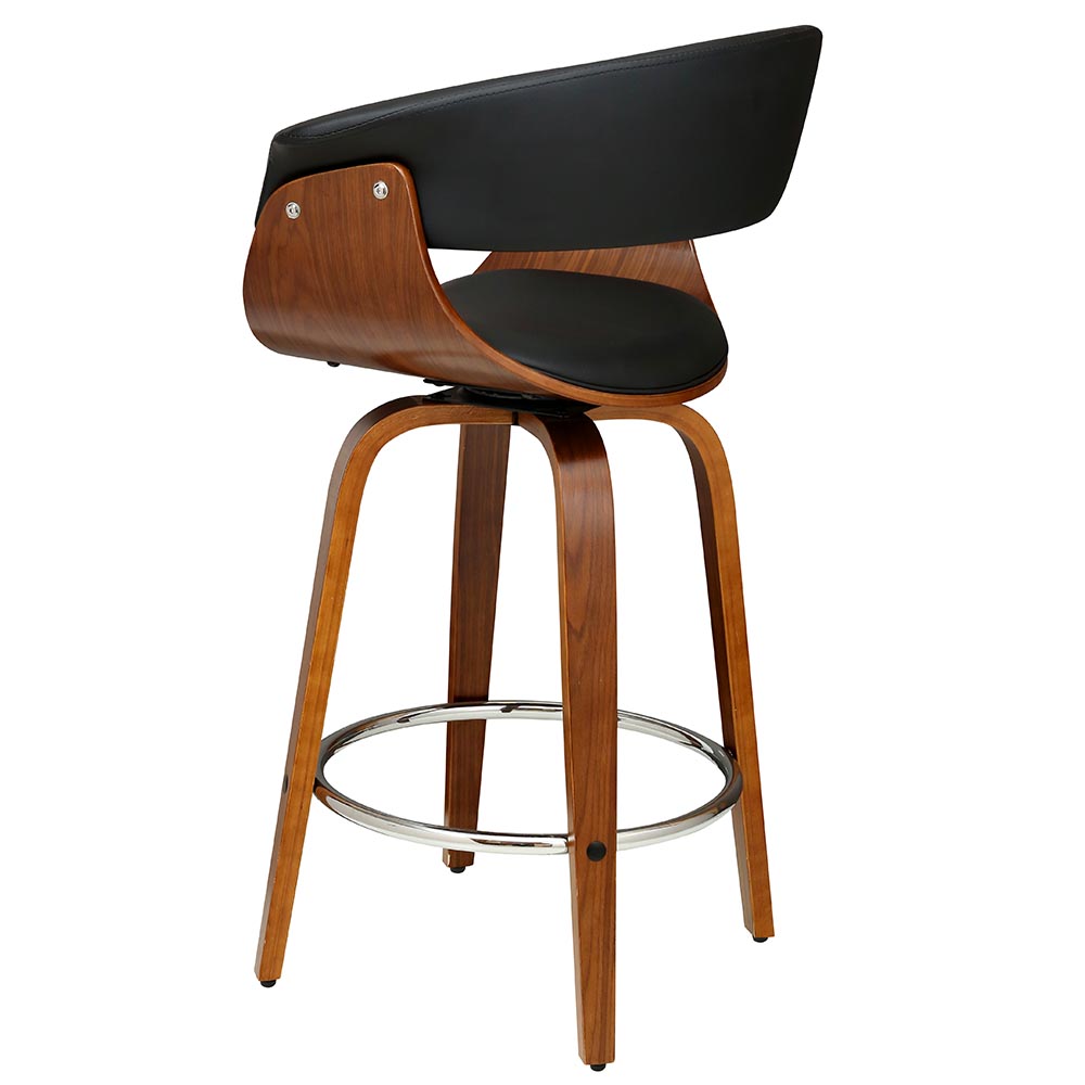 Artiss Swivel PU Leather Bar Stool - Wood and Black