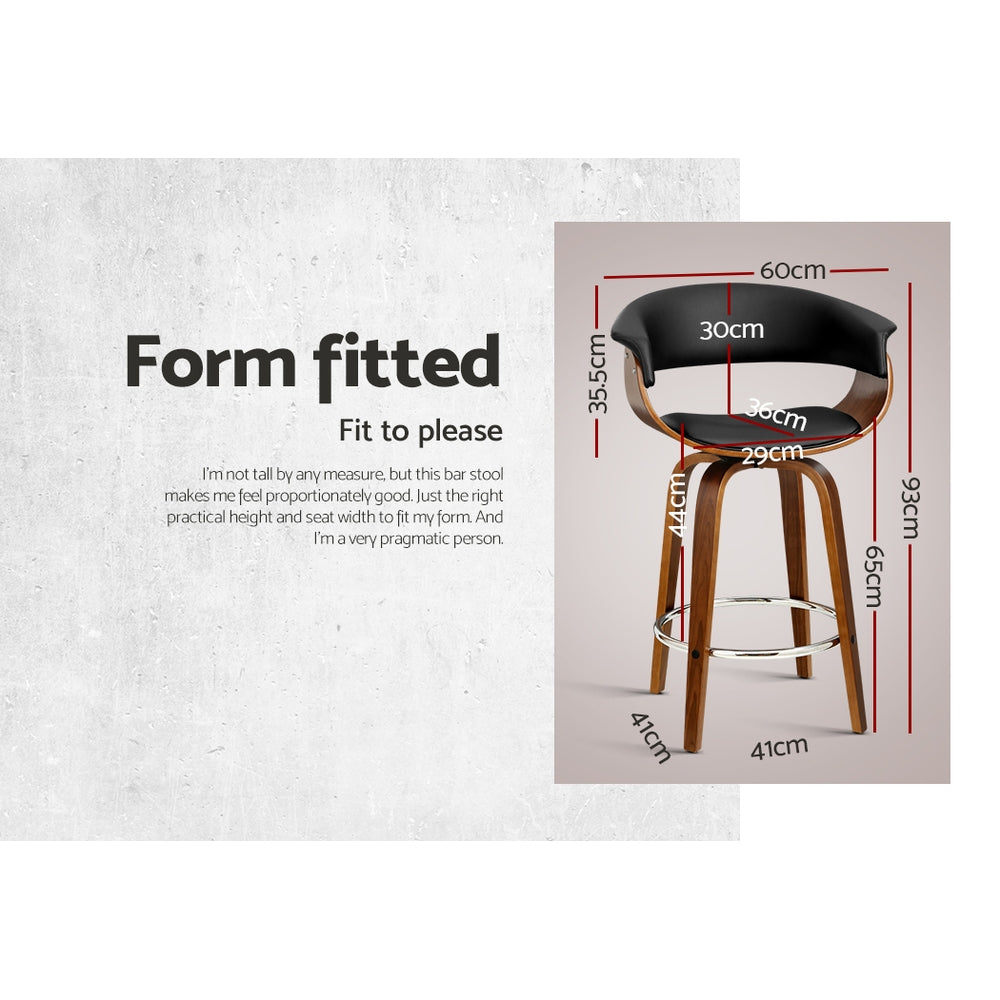 Artiss Swivel PU Leather Bar Stool - Wood and Black