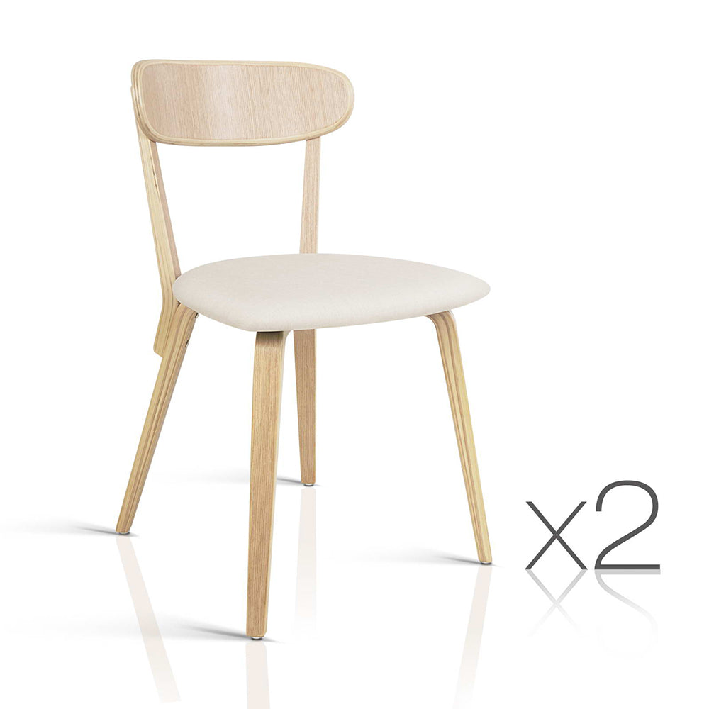 Artiss Set of 2 Wooden Dining Chairs - Beige