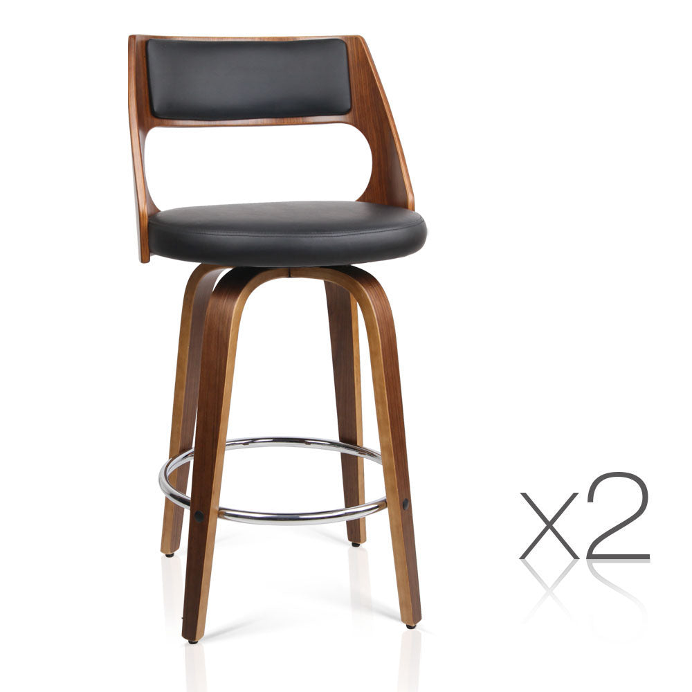 Artiss Set of 2 Wooden Bar Stools - Black