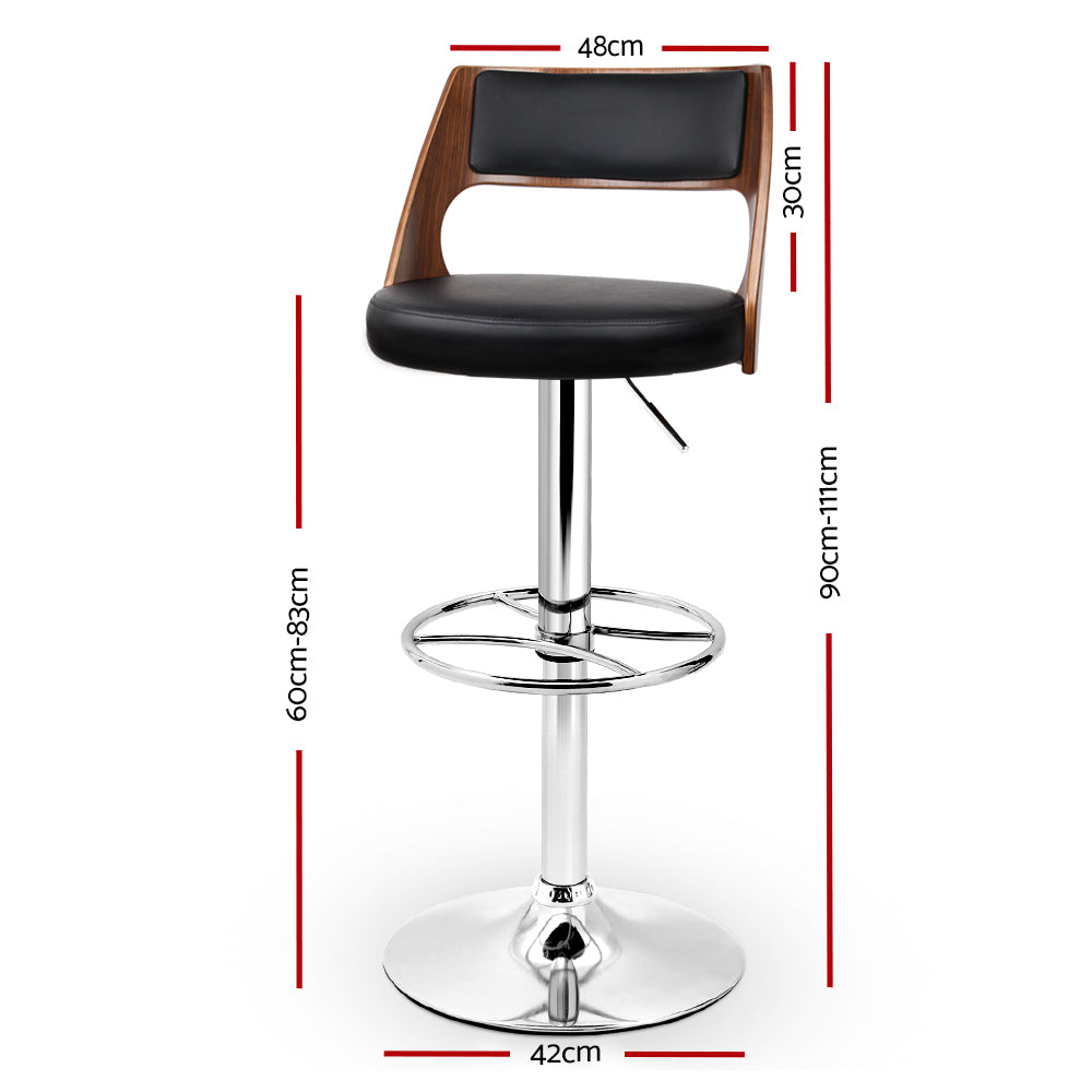 Artiss PU Leather Gas Lift Bar Stool - Black