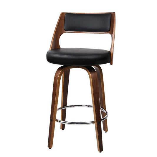 2xArtiss Wooden Bar Stools Swivel Bar Stool Kitchen Dining Chair Cafe Black 76cm