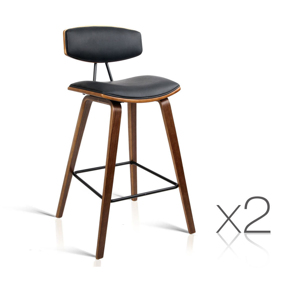 Artiss Set of 2 PU Leather Bar Stools - Black