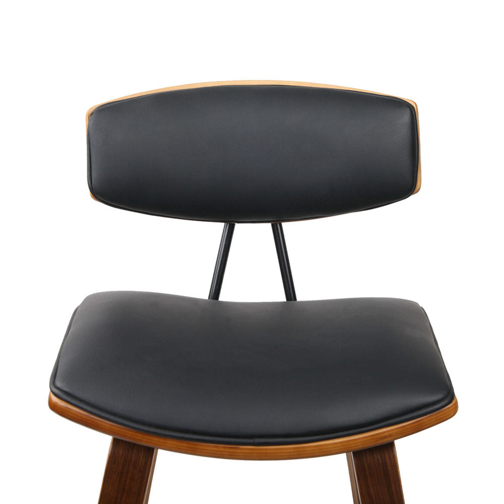 Artiss Set of 2 PU Leather Circular Footrest Bar Stools - Black