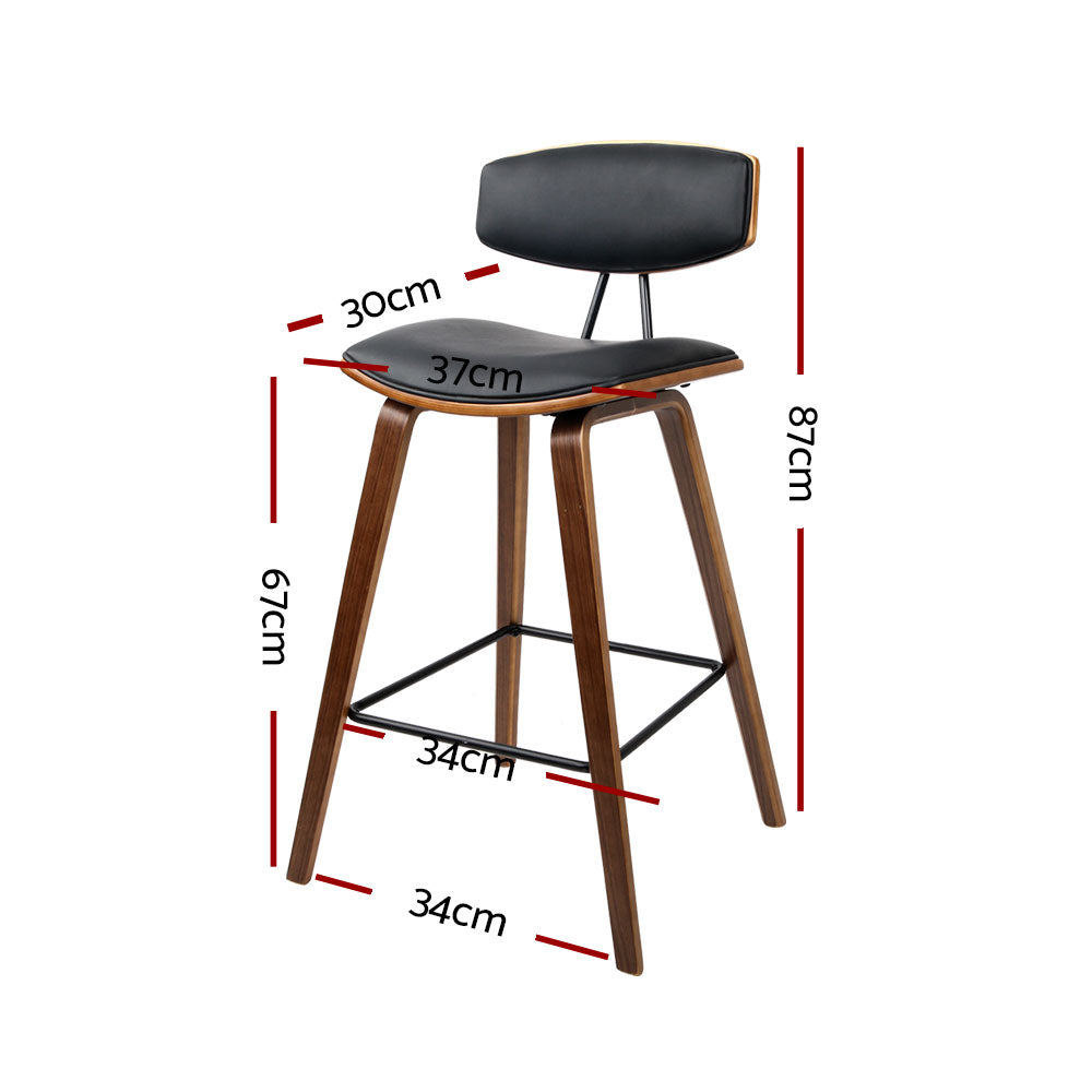 Artiss Set of 4 PU Leather Circular Footrest Bar Stools - Black