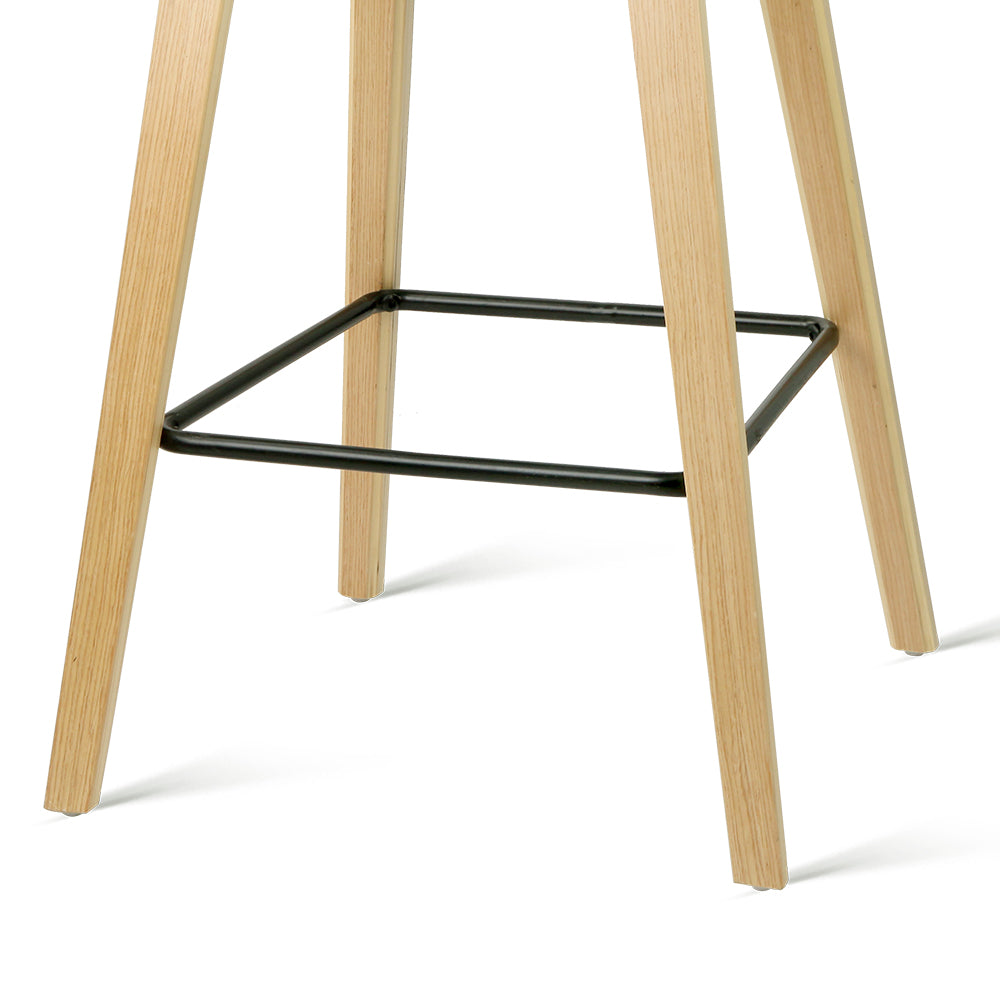 Artiss Set of 2 Wooden Square Footrest Bar Stools - Black