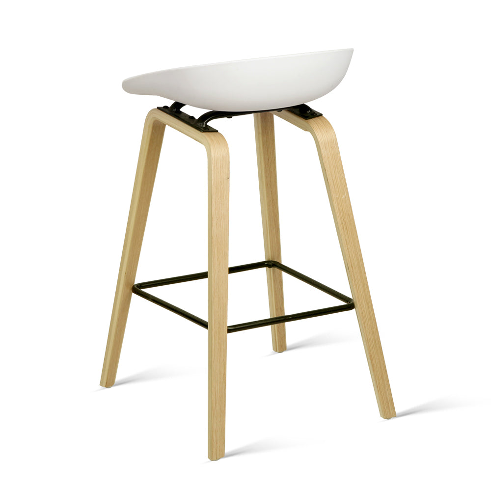 Artiss Set of 2 Wooden Backless Bar Stools - White