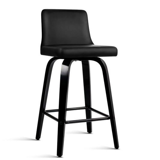 Artiss Set of 2 Walnut Wooden Bar Stool - Black and Walnut