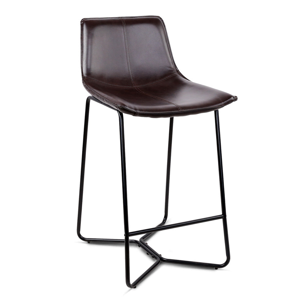 Artiss Set of 2 PU Leather Bar Stools - Metal Black