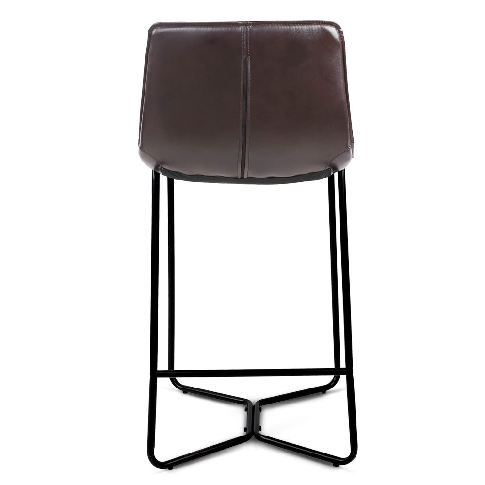 Artiss Set of 2 PU Leather Metal Bar Stools - Brown and Black