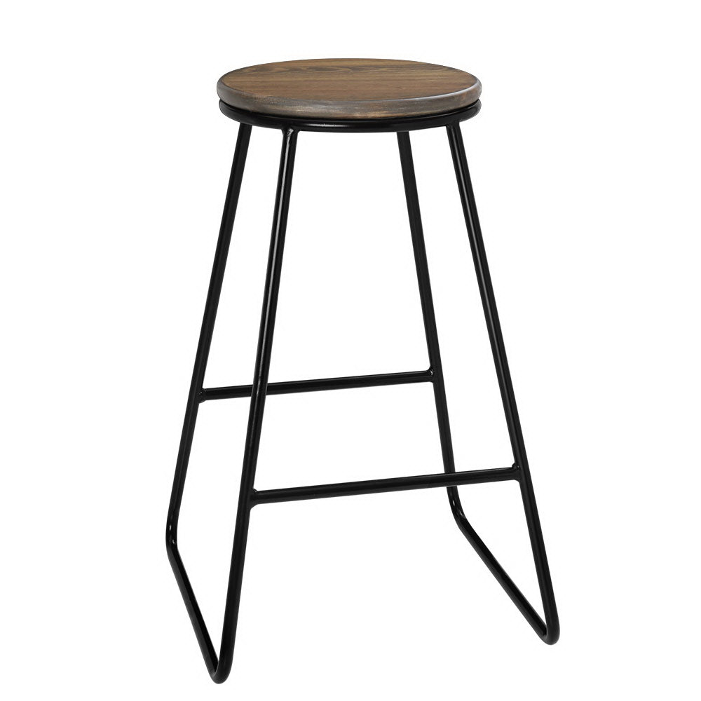 Artiss 4x Retro Bar Stools Rustic Vintage Kitchen Stools Chairs Metal Pine Wood Seat 66cm