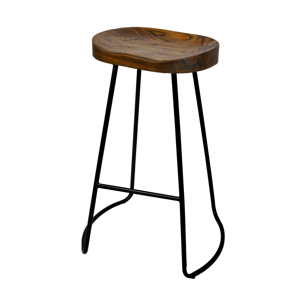 Artiss Set of 2 Wooden Backless Bar Stools - Black