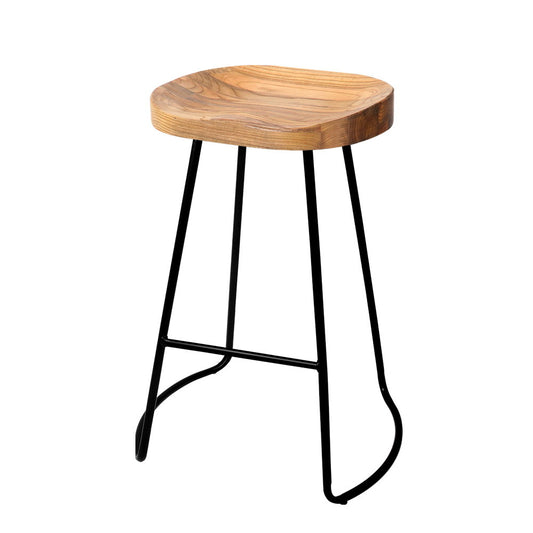 Artiss Set of 2 Wooden Backless Bar Stools - Natural