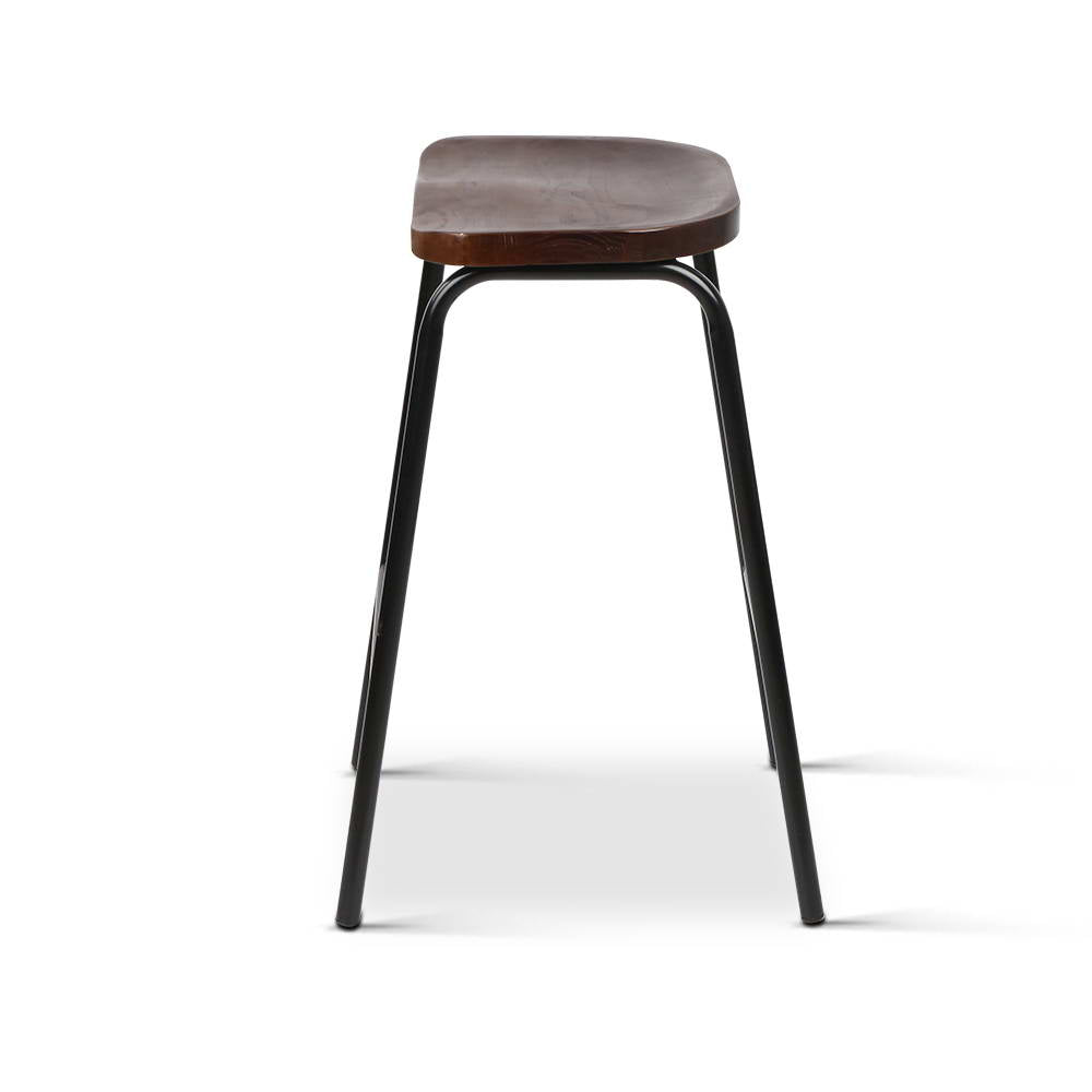 Artiss Set of 2 Wooden Backless Bar Stools - Black