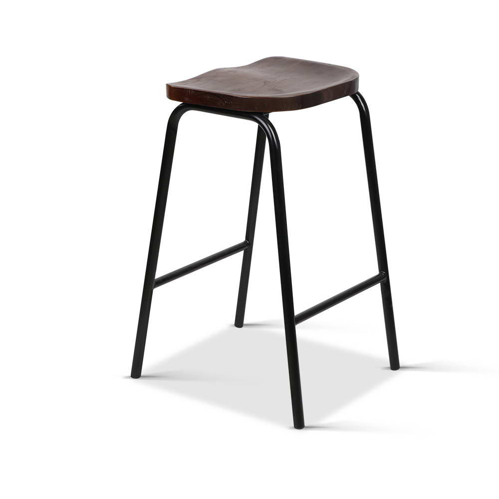 Artiss Set of 2 Wooden Backless Bar Stools - Black