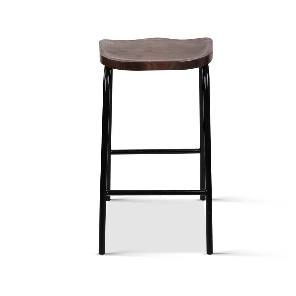 Artiss Set of 2 Wooden Backless Bar Stools - Black