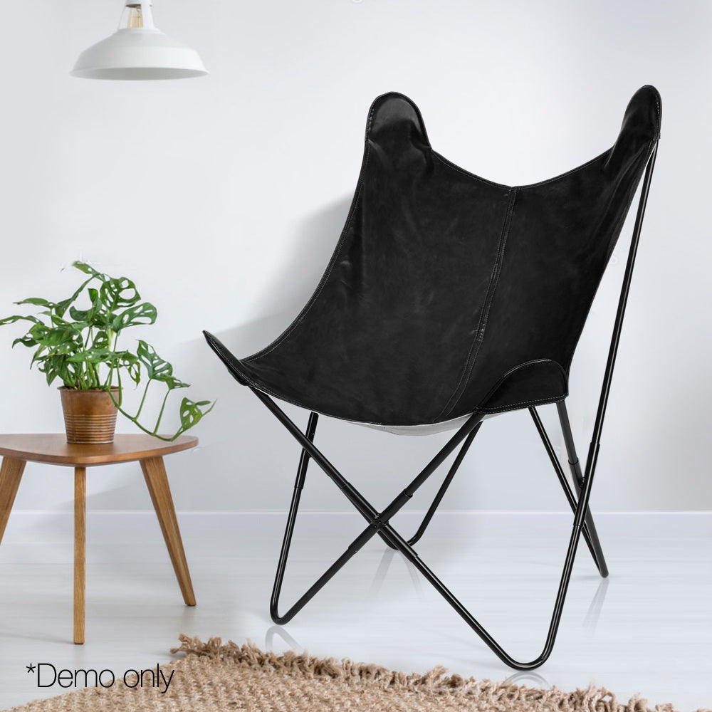 Artiss PU Leather Butterfly Chair - Black