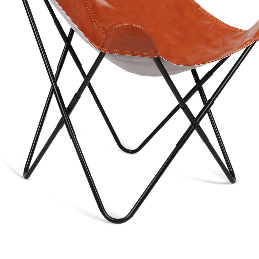 Artiss PU Leather Butterfly Chair - Brown